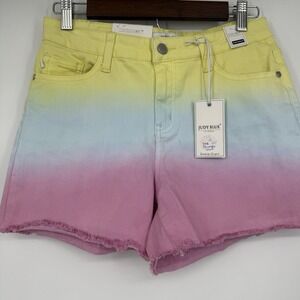 NWT Judy Blue Stretch High Waist CutOff Denim Shorts Medium Pastel Hippie TieDye